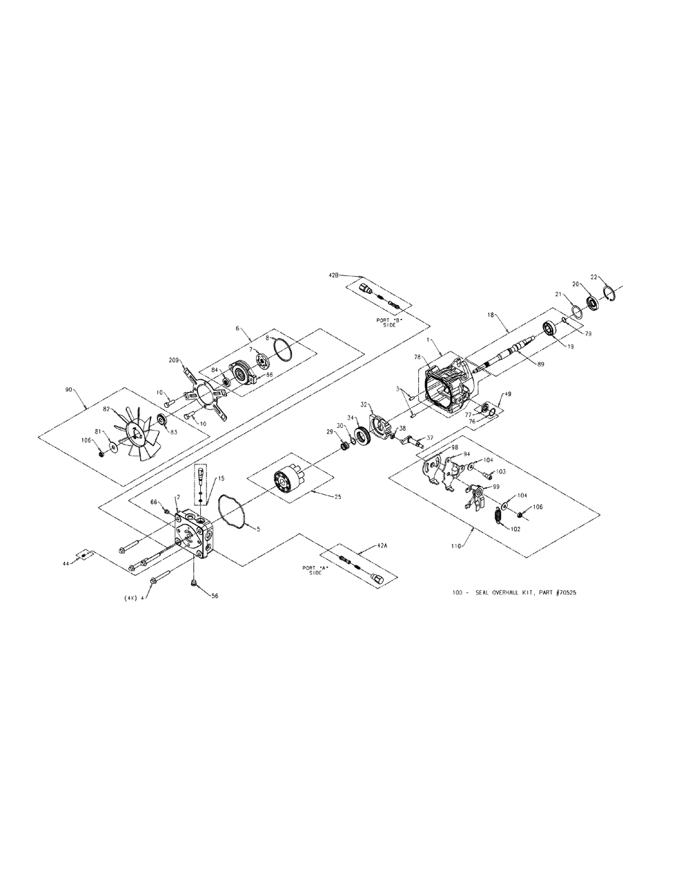 Hydraulic Pump Rh Diagram and Parts List for M48-KH 53AH8CT2050-25HP Cub Cadet Lawn Tractor